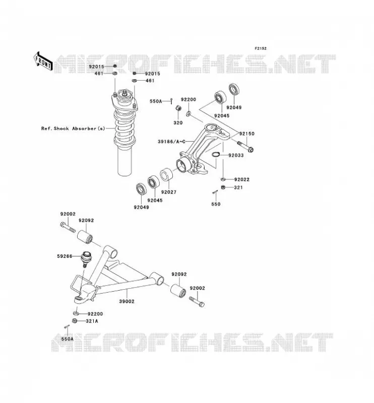 FRONT SUSPENSION - SHOCK ABSORBER Kawasaki SSV 950 2006 MULE 3010 DIESEL 4X4  KAF950B6F