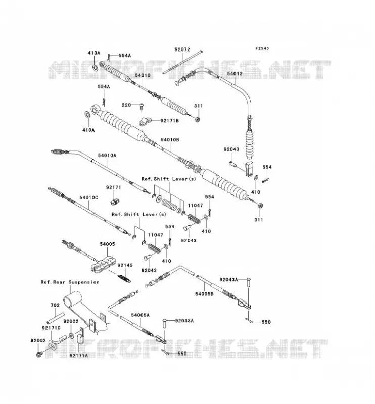 CABLES(-JK1AFDB1 6B511025) Kawasaki SSV 950 2006 MULE 3010 DIESEL 4X4  KAF950B6F