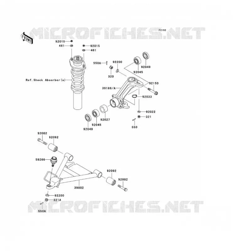 FRONT SUSPENSION - SHOCK ABSORBER Kawasaki SSV 950 2006 MULE 3010 DIESEL 4X4  KAF950B6F