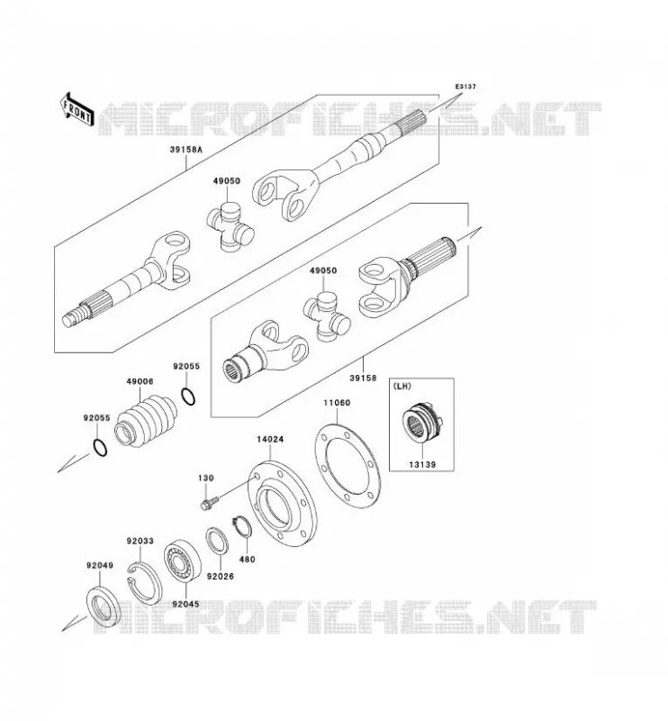DRIVE SHAFT(ARRI&Egrave;RE) Kawasaki SSV 950 2006 MULE 3010 DIESEL 4X4  KAF950B6F