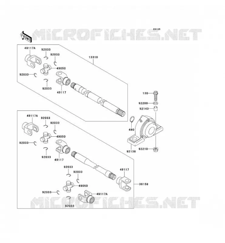 DRIVE SHAFT(H&Eacute;LICE) Kawasaki SSV 950 2006 MULE 3010 DIESEL 4X4  KAF950B6F