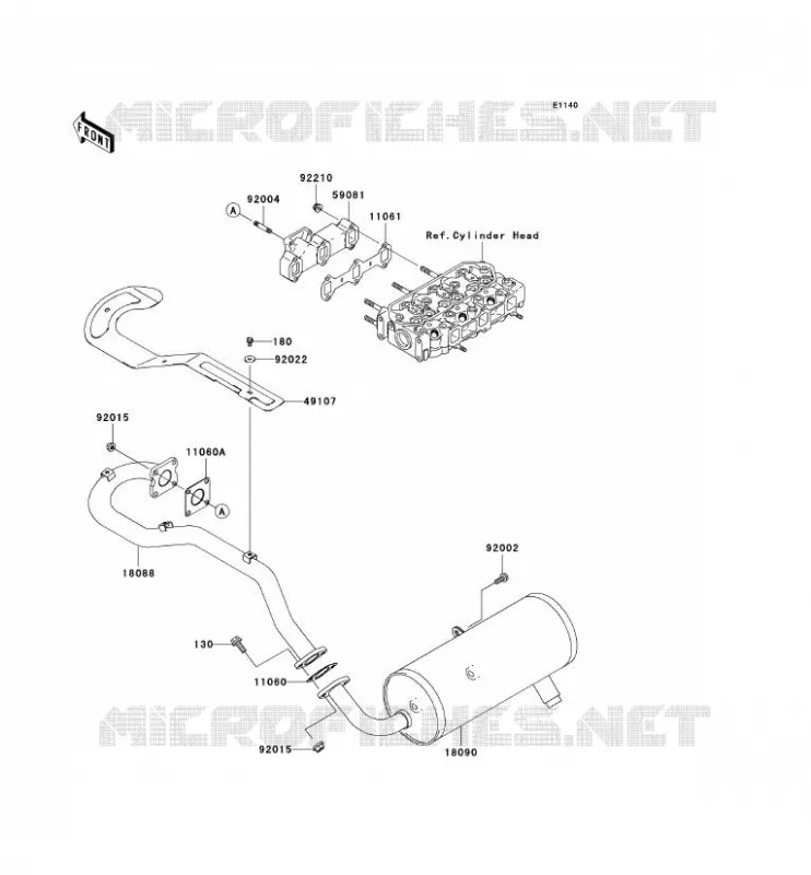 EXHAUST Kawasaki SSV 950 2008 MULE 3010 DIESEL 4X4  KAF950D8F