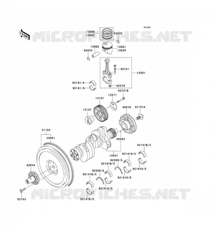 CRANKSHAFT - PISTON Kawasaki SSV 950 2008 MULE 3010 DIESEL 4X4  KAF950D8F
