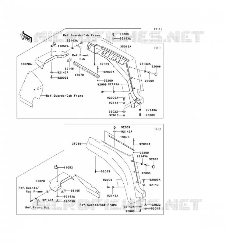 FRONT FENDER Kawasaki SSV 950 2008 MULE 3010 TRANS 4X4 DIESEL  KAF950E8F