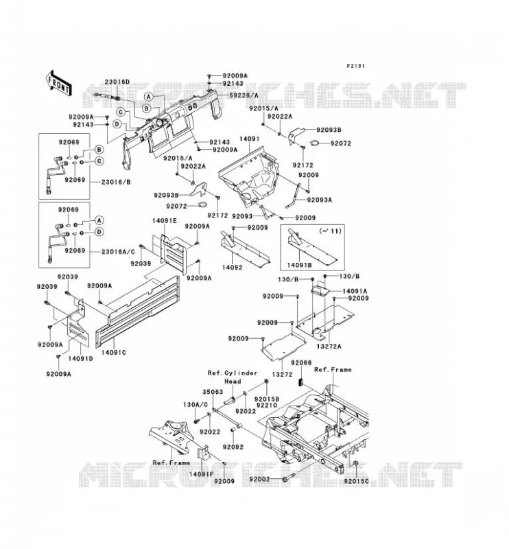 FRAME PARTS (COUVERTURE) Kawasaki SSV 950 2010 MULE 4010 DIESEL 4X4  KAF950FAF