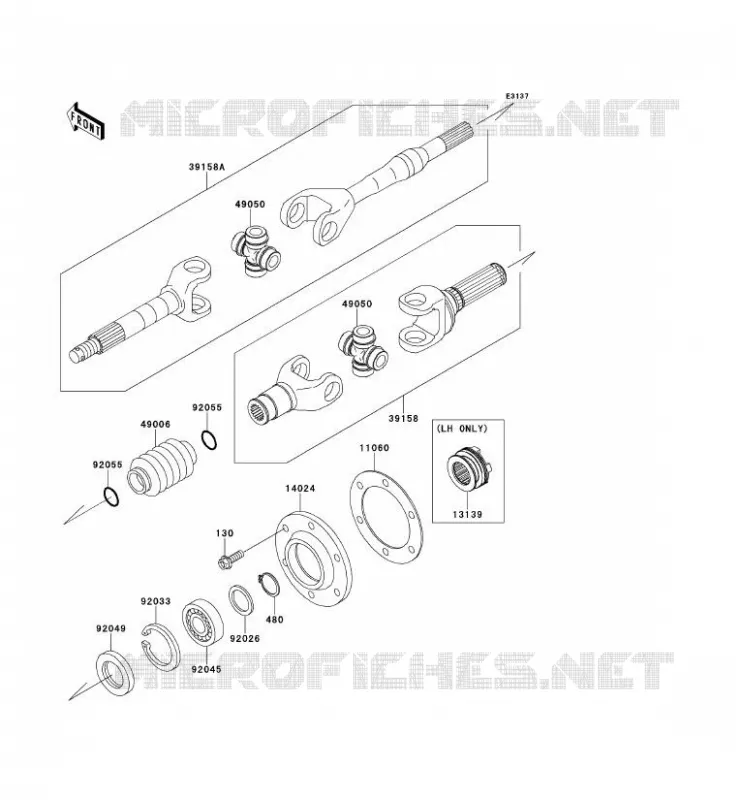 DRIVE SHAFT(ARRI&Egrave;RE) Kawasaki SSV 950 2010 MULE 4010 DIESEL 4X4  KAF950FAF