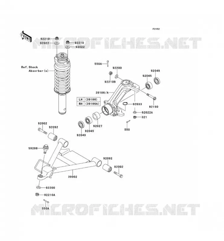 FRONT SUSPENSION - SHOCK ABSORBER Kawasaki SSV 950 2012 MULE 4010 DIESEL 4X4  KAF950FCF