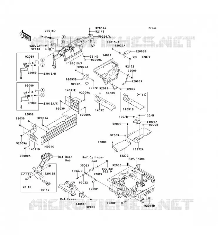 FRAME PARTS (COUVERTURE) Kawasaki SSV 950 2013 MULE 4010 DIESEL 4X4  KAF950FDF