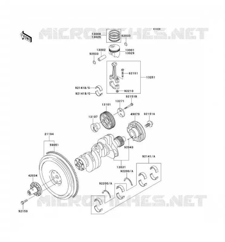 CRANKSHAFT - PISTON Kawasaki SSV 950 2010 MULE 4010 TRANS 4X4 DIESEL  KAF950GAF