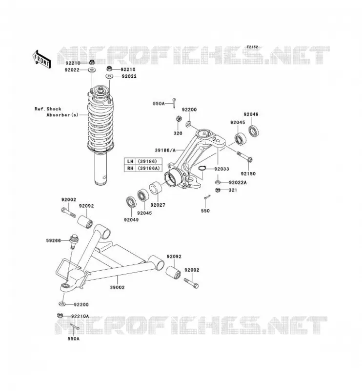 FRONT SUSPENSION - SHOCK ABSORBER Kawasaki SSV 950 2010 MULE 4010 TRANS 4X4 DIESEL  KAF950HAF