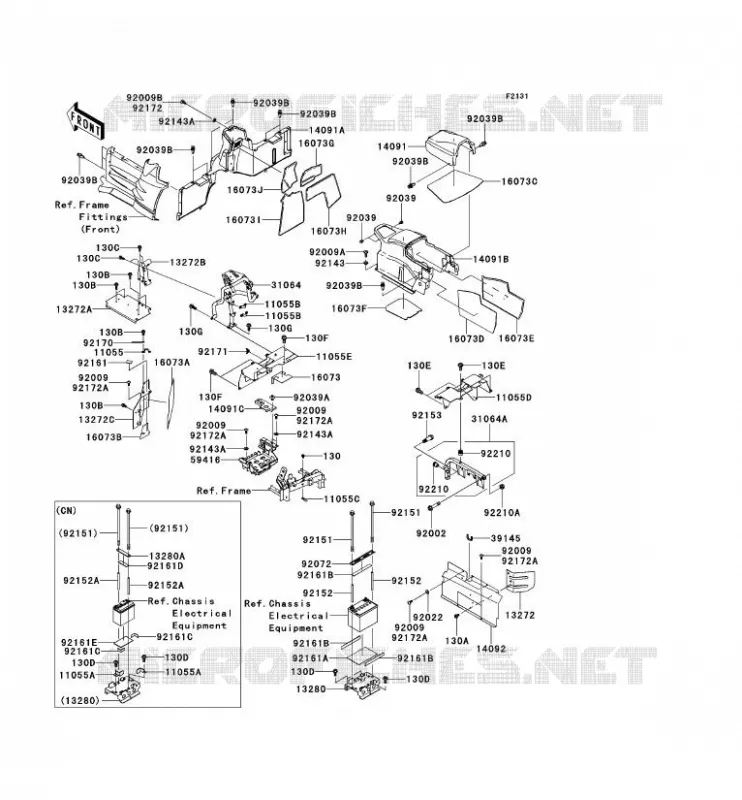FRAME PARTS(ARRI&Egrave;RE) Kawasaki SSV 750 2012 TERYX 750 FI 4X4 LE  KRF750PCS