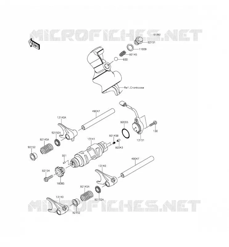 GEAR CHANGE DRUM - SHIFT FORKS Kawasaki SSV 800 2014 TERYX  KRF800CEF