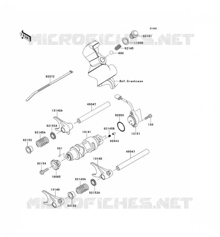 GEAR CHANGE DRUM - SHIFT FORKS Kawasaki SSV 750 2012 TERYX 4 750 4X4  KRT750ACF