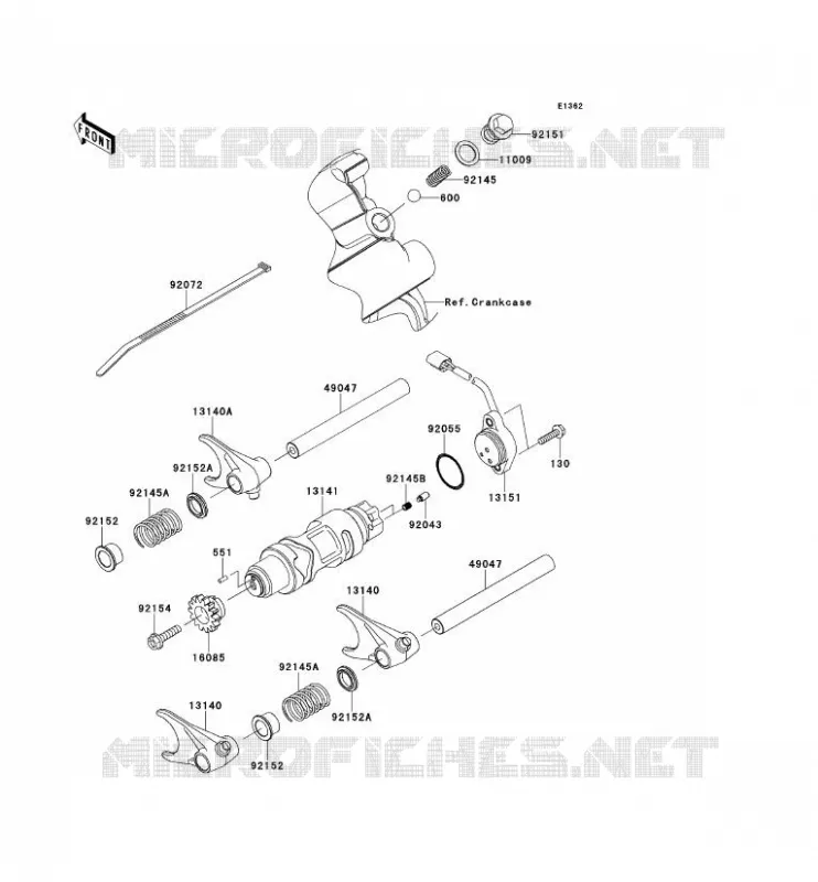 GEAR CHANGE DRUM - SHIFT FORKS Kawasaki SSV 750 2012 TERYX 4 750 4X4 EPS  KRT750DCF