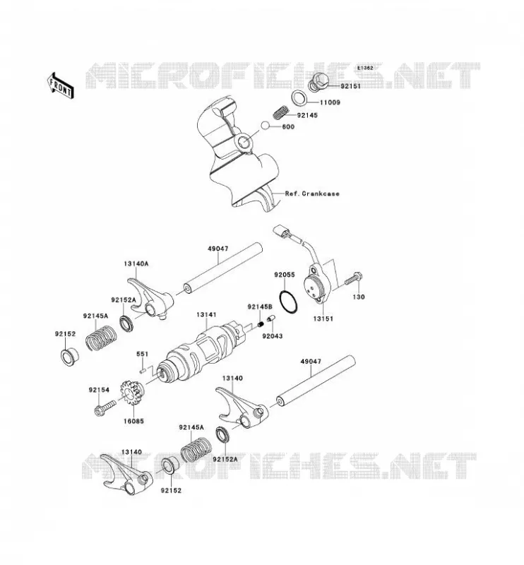 GEAR CHANGE DRUM - SHIFT FORKS Kawasaki SSV 800 2014 TERYX 4  KRT800DEF