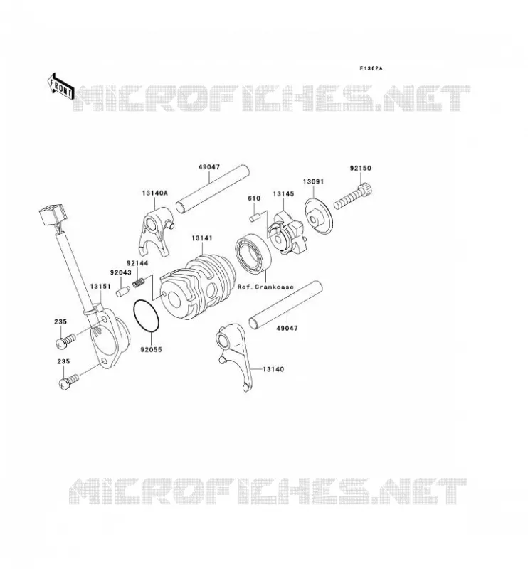 GEAR CHANGE DRUM - SHIFT FORKS Kawasaki TOUT-TERRAIN 110 2003 KLX110  KLX110-A2