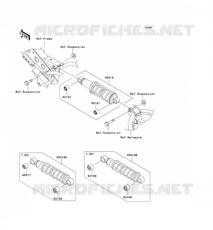 SUSPENSION - SHOCK ABSORBER Kawasaki TOUT-TERRAIN 110 2003 KLX110  KLX110-A2