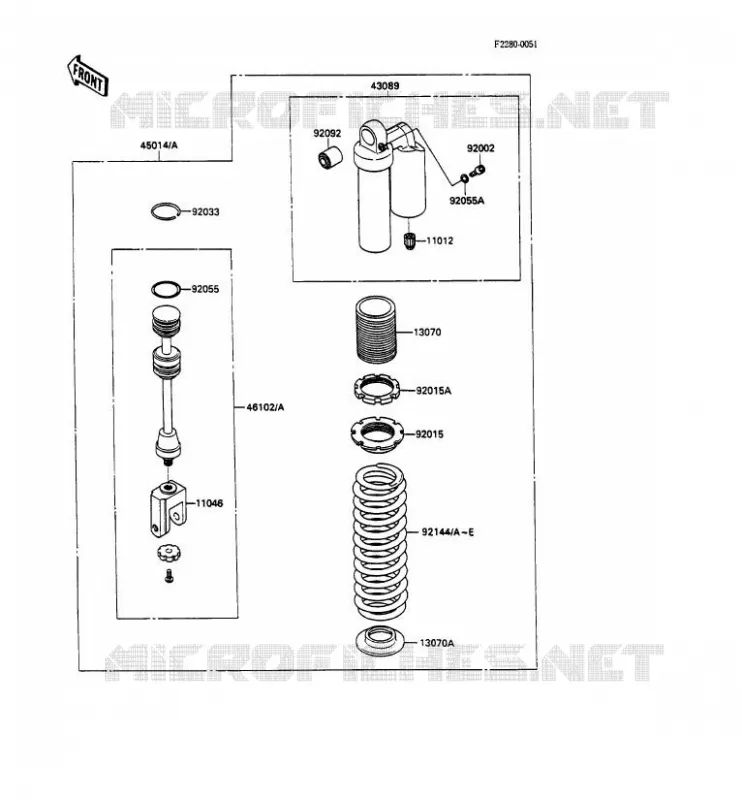 SUSPENSION - SHOCK ABSORBER Kawasaki TOUT-TERRAIN 100 1990 KX100  KX100-A2