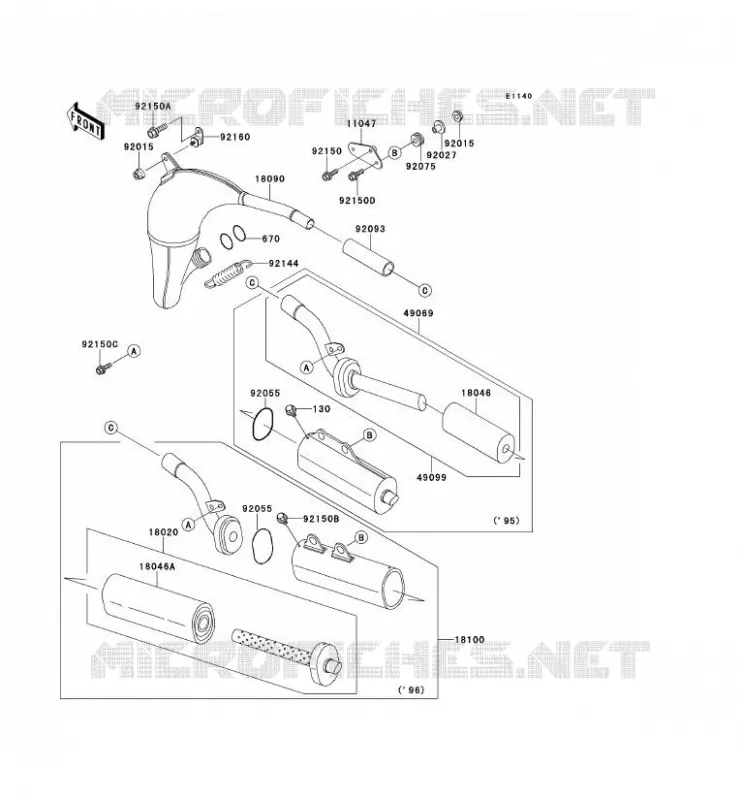 EXHAUST Kawasaki TOUT-TERRAIN 100 1994 KX100  KX100-B4