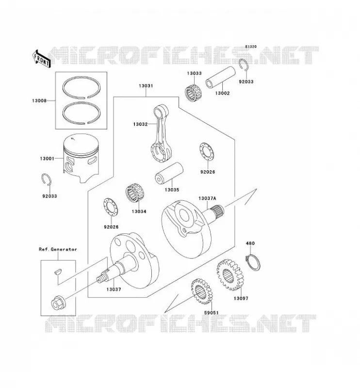 CRANKSHAFT - PISTON Kawasaki TOUT-TERRAIN 100 2000 KX100  KX100-C3
