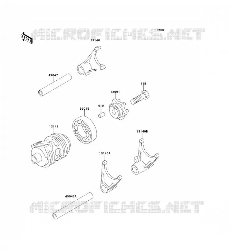 GEAR CHANGE DRUM - SHIFT FORKS Kawasaki TOUT-TERRAIN 100 2000 KX100  KX100-C3
