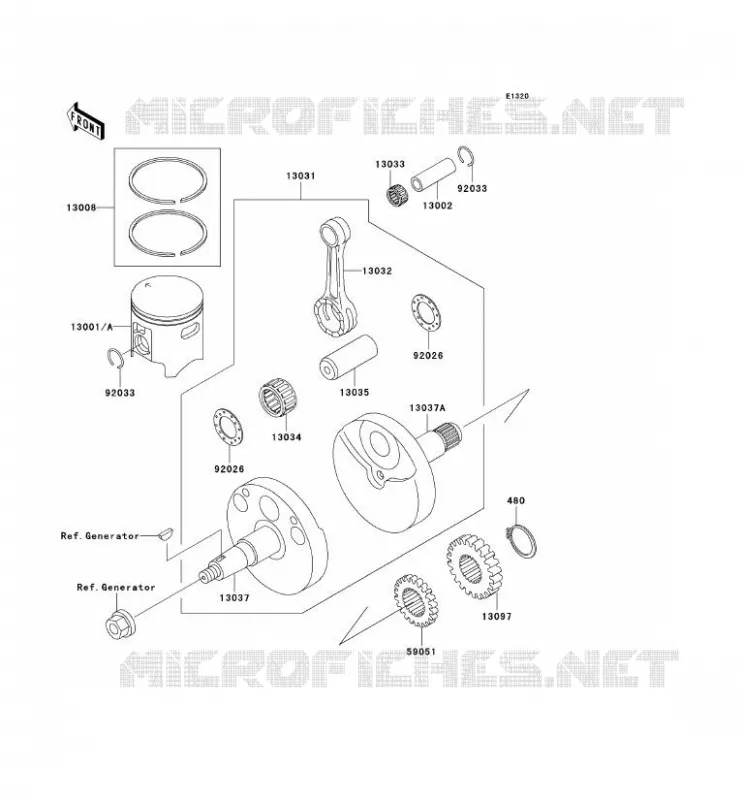 CRANKSHAFT - PISTON Kawasaki TOUT-TERRAIN 100 2002 KX100  KX100-D2