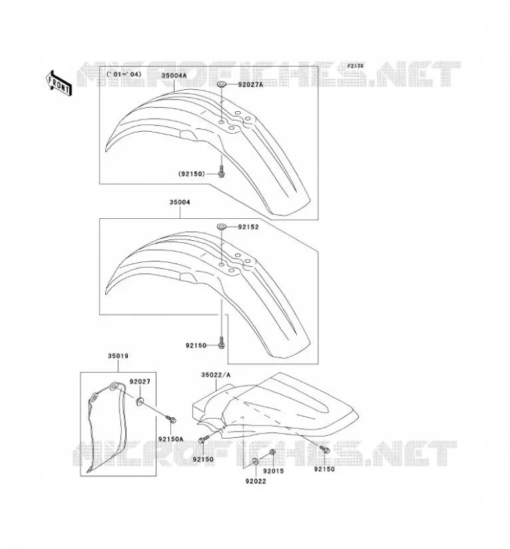 FENDER Kawasaki TOUT-TERRAIN 100 2002 KX100  KX100-D2