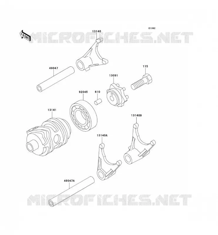 GEAR CHANGE DRUM - SHIFT FORKS Kawasaki TOUT-TERRAIN 100 2009 KX100  KX100D9F
