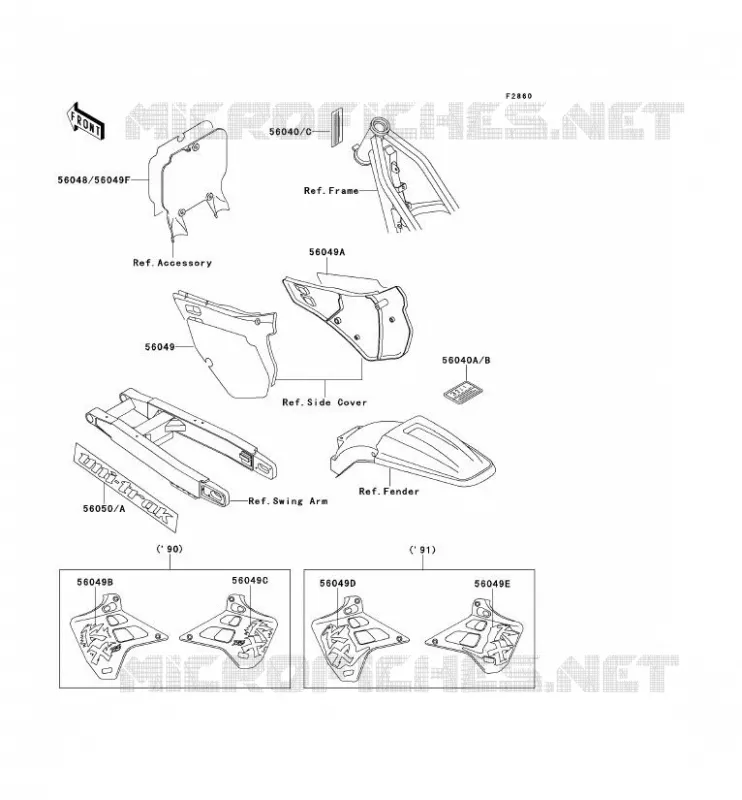 LABELS Kawasaki TOUT-TERRAIN 125 1991 KX125  KX125-H2