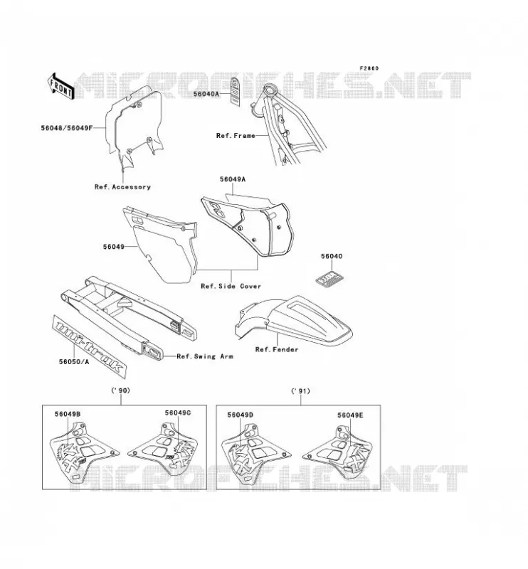 LABELS Kawasaki TOUT-TERRAIN 125 1991 KX125  KX125-H2