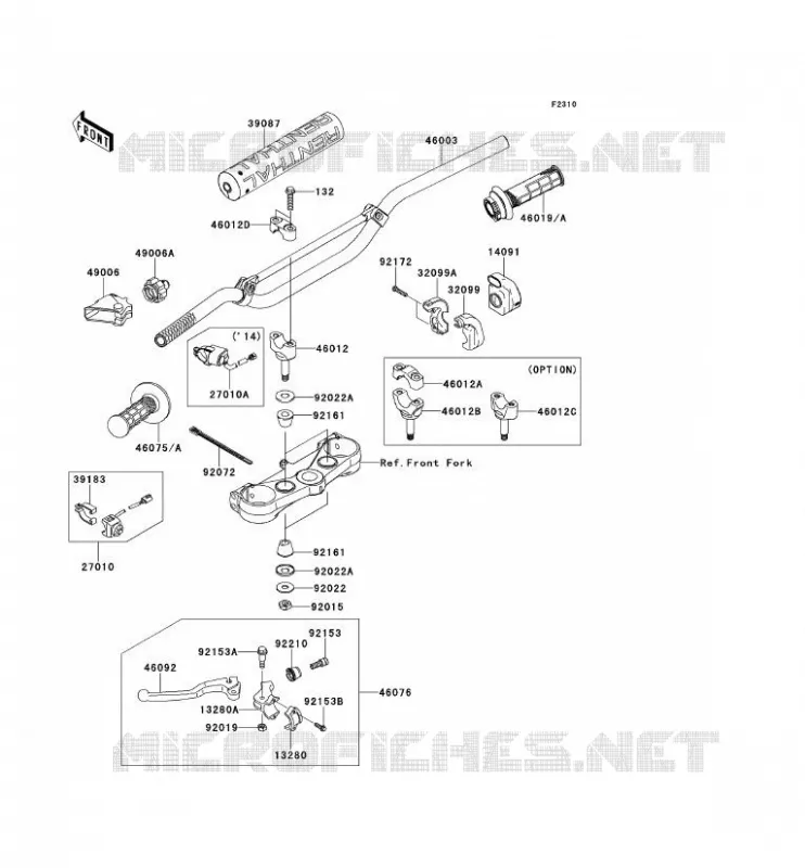 HANDLEBAR Kawasaki TOUT-TERRAIN 250 2013 KX250F  KX250ZDF