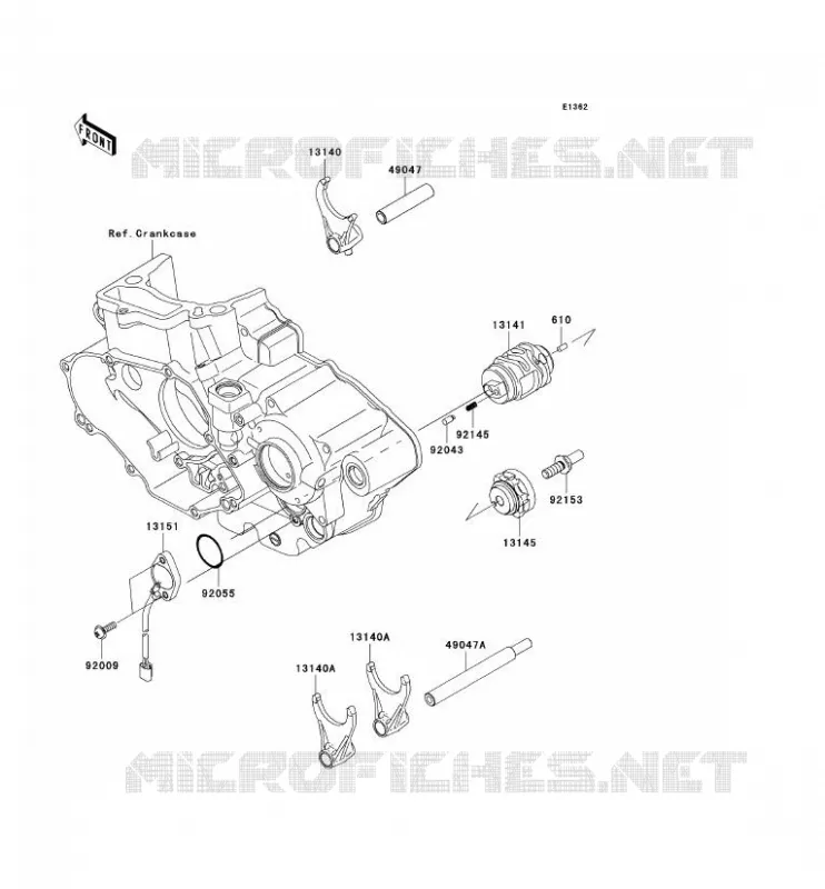 GEAR CHANGE DRUM - SHIFT FORKS Kawasaki TOUT-TERRAIN 450 2007 KX450F  KX450D7F