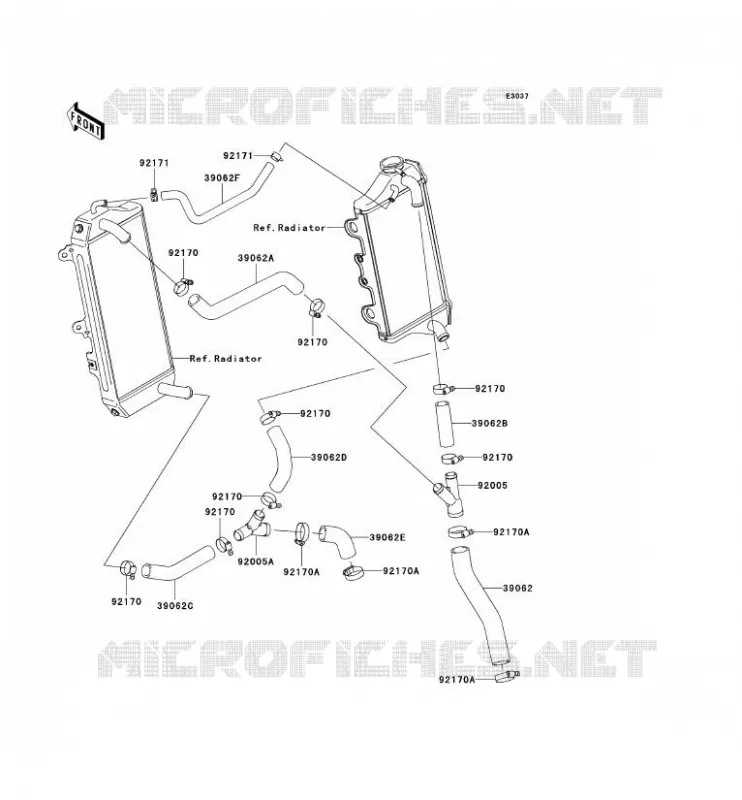 WATER PIPE Kawasaki TOUT-TERRAIN 450 2007 KX450F  KX450D7F