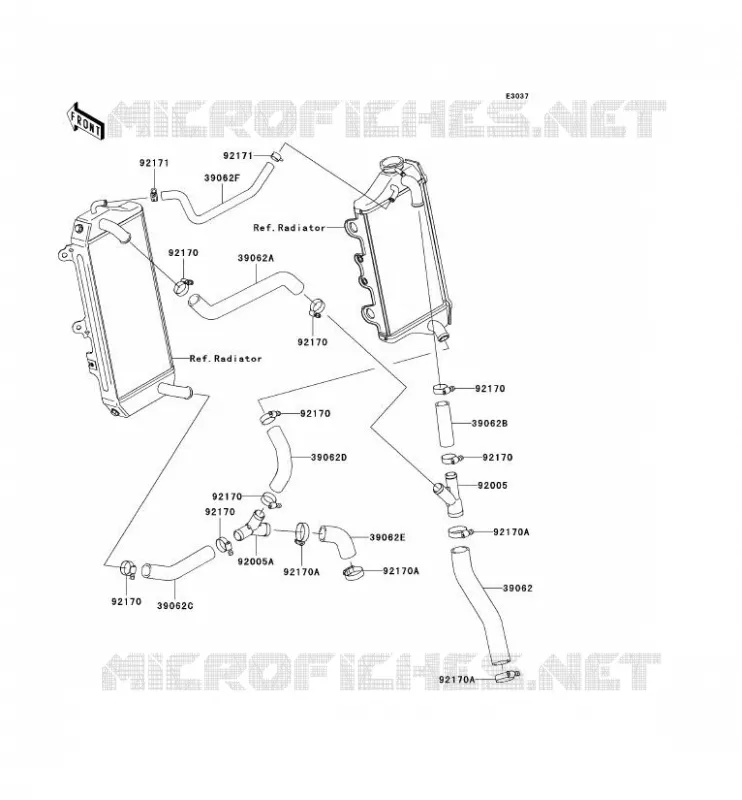 WATER PIPE Kawasaki TOUT-TERRAIN 450 2007 KX450F  KX450D7F