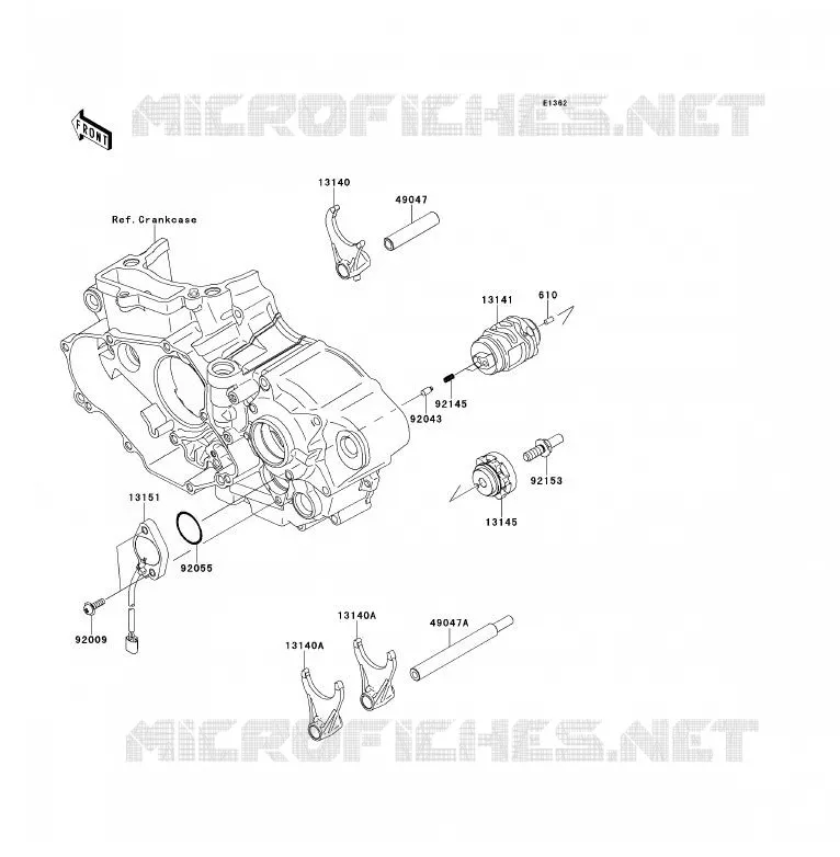 GEAR CHANGE DRUM - SHIFT FORKS Kawasaki TOUT-TERRAIN 450 2012 KX450F  KX450FCF