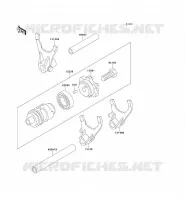 GEAR CHANGE DRUM   SHIFT FORKS voor Kawasaki KX500 1989