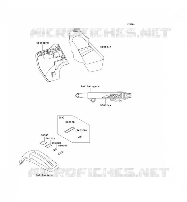 LABELS Kawasaki TOUT-TERRAIN 500 2001 KX500  KX500-E13