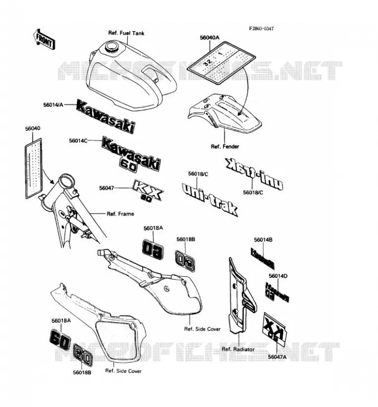 LABELS Kawasaki TOUT-TERRAIN 60 1986 KX60  KX60-B2