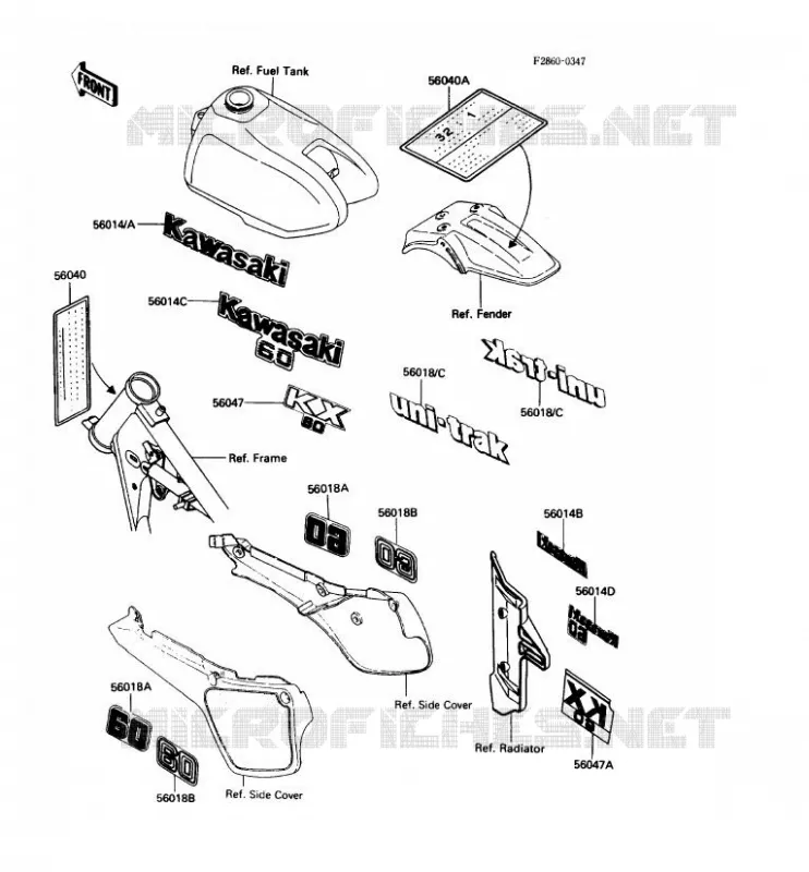 LABELS Kawasaki TOUT-TERRAIN 60 1987 KX60  KX60-B3