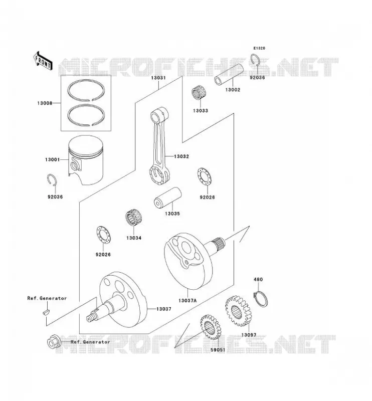 CRANKSHAFT - PISTON Kawasaki TOUT-TERRAIN 65 2000 KX65  KX65-A1