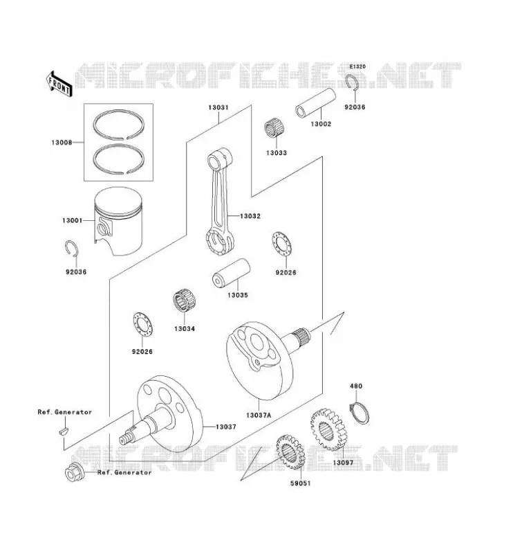 CRANKSHAFT - PISTON Kawasaki TOUT-TERRAIN 65 2004 KX65  KX65-A5