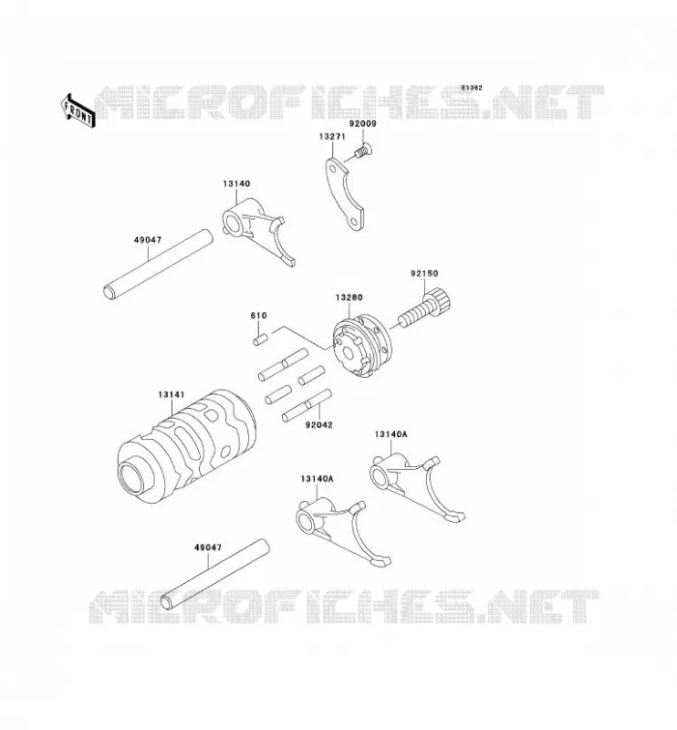 GEAR CHANGE DRUM - SHIFT FORKS Kawasaki TOUT-TERRAIN 65 2004 KX65  KX65-A5