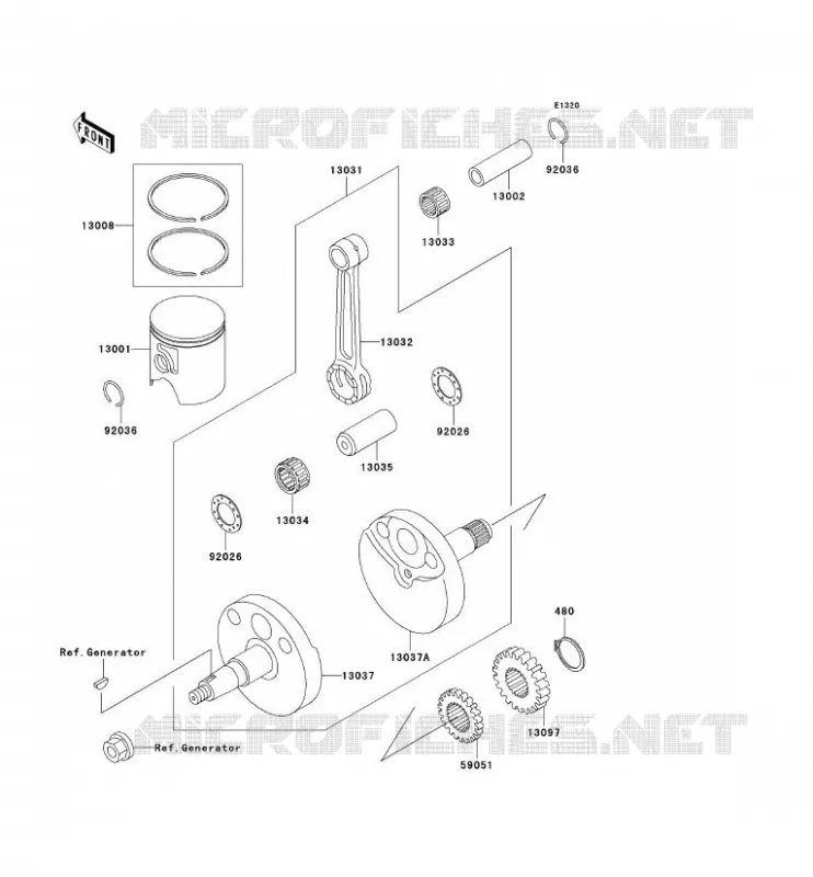 CRANKSHAFT - PISTON Kawasaki TOUT-TERRAIN 65 2005 KX65  KX65-A6