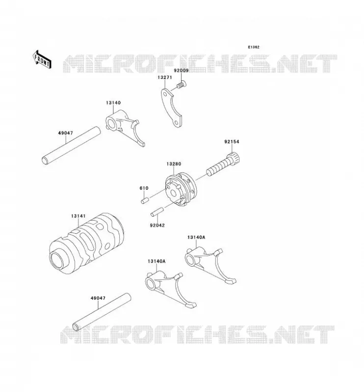 GEAR CHANGE DRUM - SHIFT FORKS Kawasaki TOUT-TERRAIN 65 2012 KX65  KX65ACF