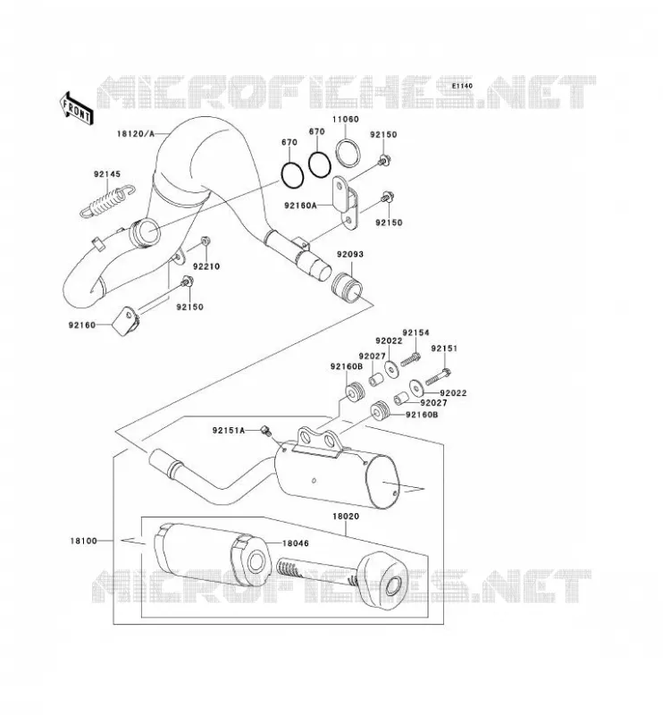 EXHAUST Kawasaki TOUT-TERRAIN 65 2014 KX65  KX65AEF