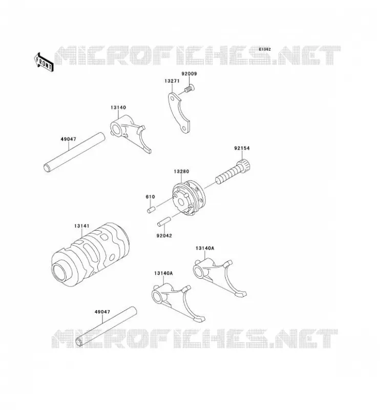 GEAR CHANGE DRUM - SHIFT FORKS Kawasaki TOUT-TERRAIN 65 2014 KX65  KX65AEF