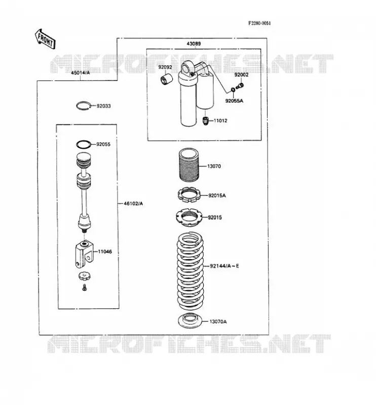 SUSPENSION - SHOCK ABSORBER Kawasaki TOUT-TERRAIN 80 1990 KX80  KX80-M3