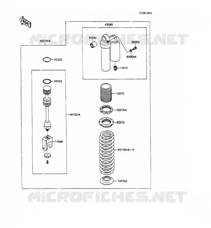 SUSPENSION - SHOCK ABSORBER Kawasaki TOUT-TERRAIN 80 1990 KX80  KX80-P3