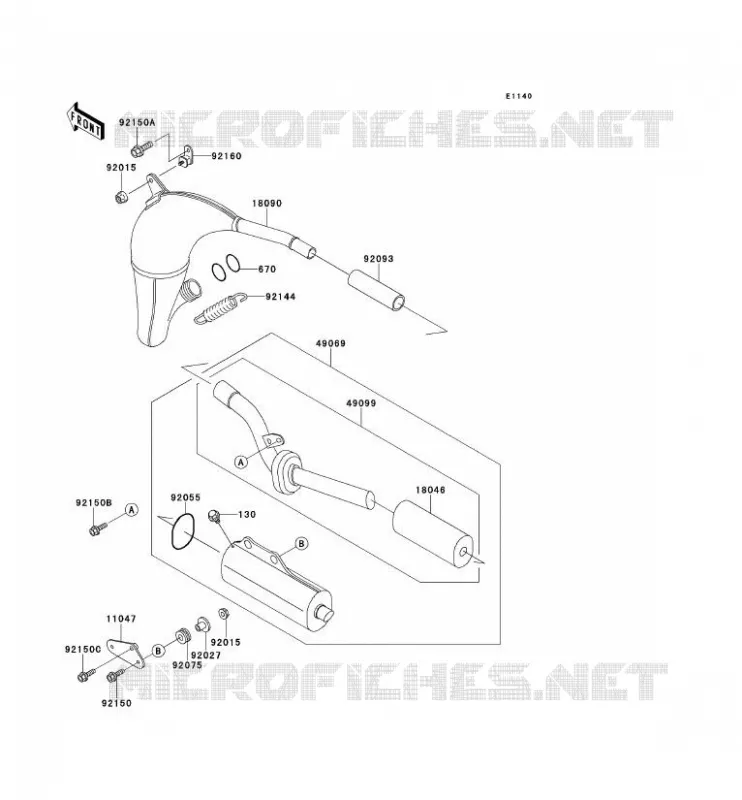 EXHAUST Kawasaki TOUT-TERRAIN 80 1995 KX125  KX80-R5
