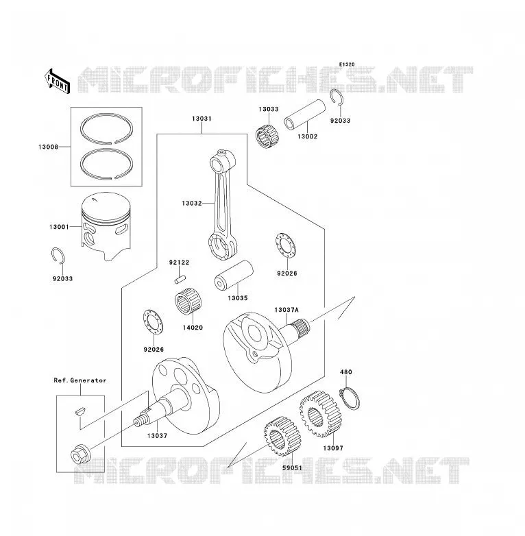 CRANKSHAFT - PISTON Kawasaki TOUT-TERRAIN 80 1995 KX80  KX80-R5